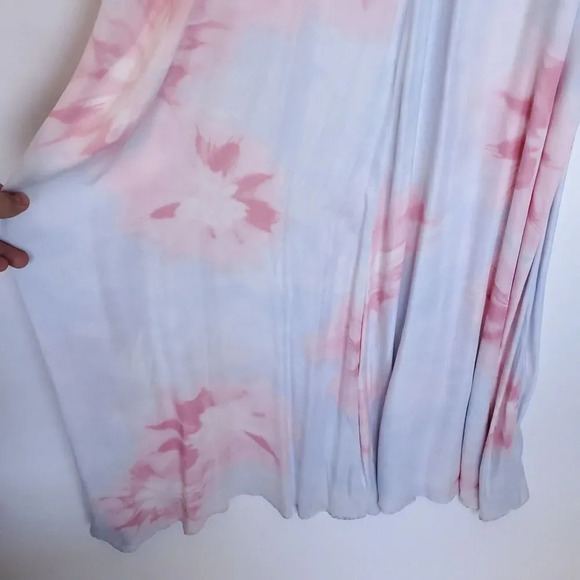 ZARA WOMAN TIE-DYE DRESS Size Medium Pink Blue FLOWING MIDI STRAPPY SATIN Summer - Picture 10 of 16